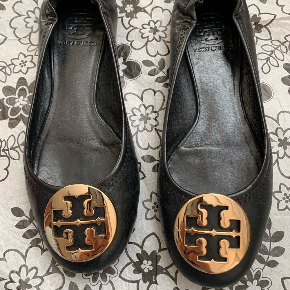 Tory Burch Reva Flats, Black, Size 7